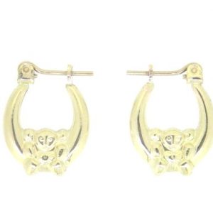 Teddy Bear Oval Baby Hoops 10KT/17MM    *FINAL SALE*