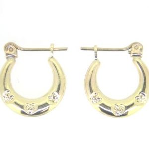 Engraved Flower Round Baby Hoops 10KT/15MM    *FINAL SALE*