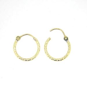 1.8MM D.Cut Hinged Tube Baby Size Hoop Earrings 10KT/13MM