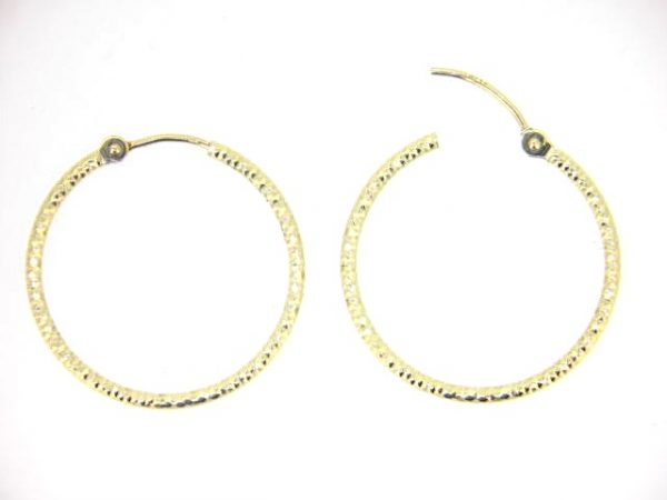 1.5MM D.Cut Hinged Tube Hoop Earrings 10KT/28MM   *FINAL SALE*