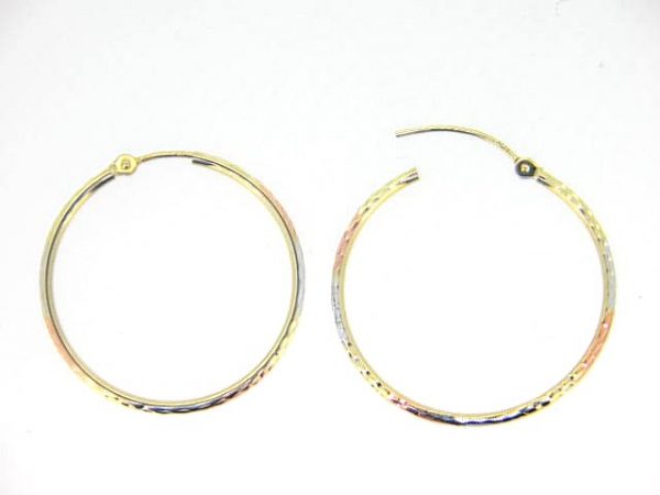 1.5MM D.Cut Hinged Tube Hoop Earrings 10KT TC/28MM   *FINAL SALE*