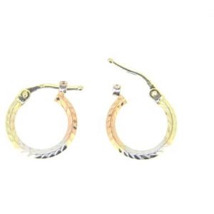 2MM D.Cut Knife Edge Hoop Earrings 10KT TC/15MM    *FINAL SALE*