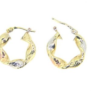 5MM D.Cut Twist Tube Hoop Earrings 10KT TC/18MM      *CLEARANCE-FINAL SALE*