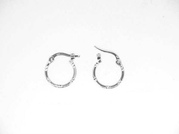 1.5MM D.Cut High Polish Flat Tube Baby Size Hoop Earrings 10KT WG/13MM   *FINAL SALE*
