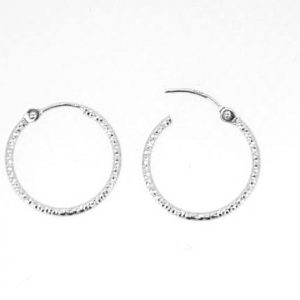1.5MM D.Cut Hinged Tube Hoop Earrings 10KT WG/18MM   *FINAL SALE*