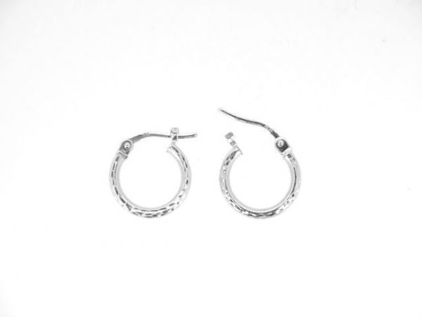2MM D.Cut Tube Baby Size Hoop Earrings 10KT WG/13MM   *FINAL SALE*