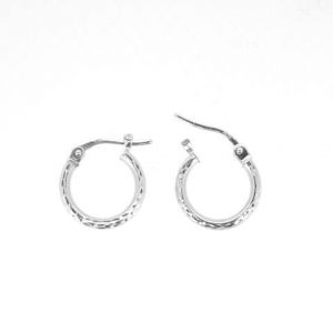 2MM D.Cut Tube Baby Size Hoop Earrings 10KT WG/13MM   *FINAL SALE*