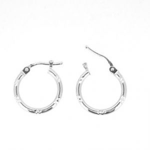 2MM D.Cut Tube Hoop Earrings 10KT WG/16MM   *FINAL SALE*