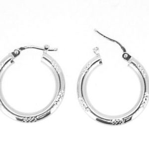 3MM D.Cut Tube Hoop Earrings 10KT WG/20MM   *FINAL SALE*