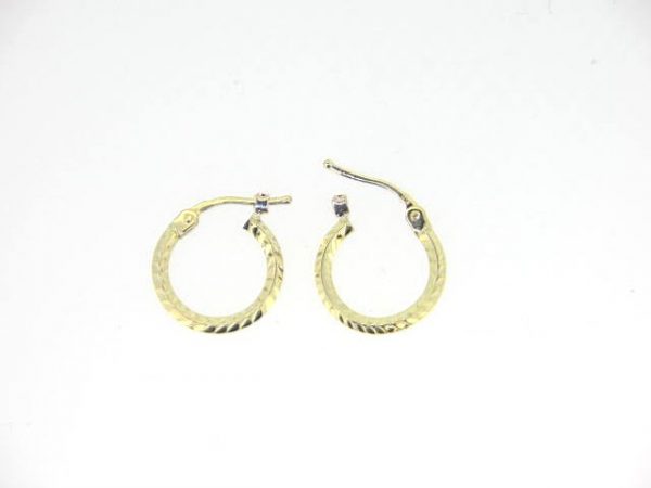 2MM D.Cut Knife Edge Tube Baby Size Hoop Earrings 10KT/13MM    *FINAL SALE*