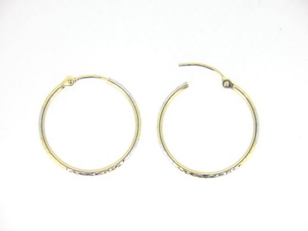 1.5MM D.Cut Hinged Tube Hoop Earrings 10KT TT/22MM    *FINAL SALE*