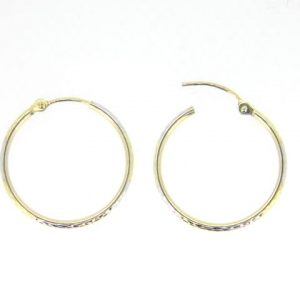 1.5MM D.Cut Hinged Tube Hoop Earrings 10KT TT/22MM    *FINAL SALE*