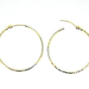 1.5MM D.Cut Hinged Tube Hoop Earrings 10KT TT/28MM    *FINAL SALE*