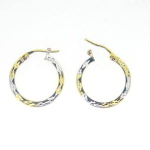 2MM D.Cut Square Tube Hoop Earrings 10KT TT/19MM   *FINAL SALE*