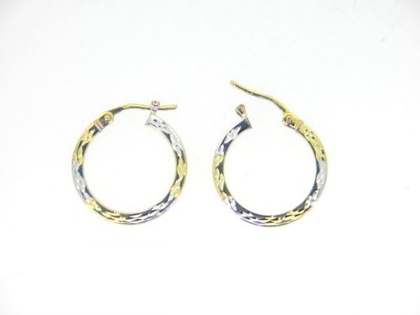 2MM D.Cut Square Tube Hoop Earrings 10KT TT/19MM   *FINAL SALE*