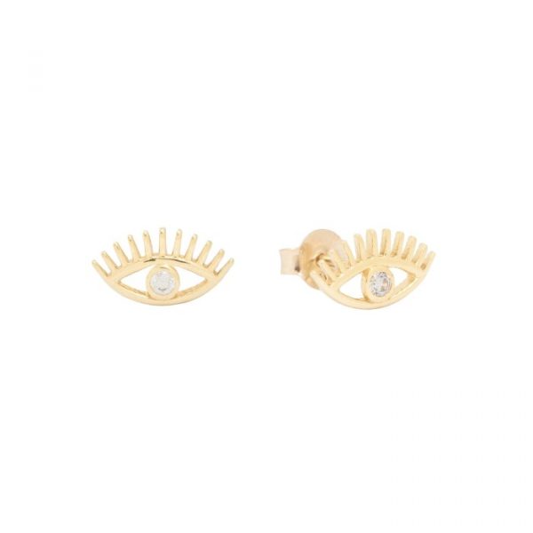 Evil Eye Cubic Zirconia Stud Earrings 10KT/11MM   *FINAL SALE*