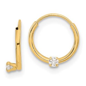 2MM Cubic Zirconia Single 1MM Tube Hoop  Body Jewellery 14KT/10MM   **FINAL SALE**