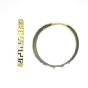 3MM Greek Key Pattern Huggie Hoop Earrings 10KT/20MM     *CLEARANCE-FINAL SALE*