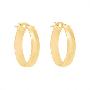 5MM Dome Oval Tube Hoop Earrings Italian 10KT/20MM   *FINAL SALE*