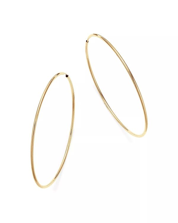 1MM Square Tube Flex Sleeper Hoop Earrings 10KT/50MM   *FINAL SALE*