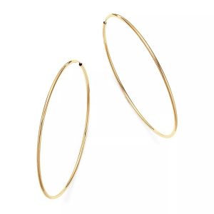 1MM Square Tube Flex Sleeper Hoop Earrings 10KT/50MM   *FINAL SALE*
