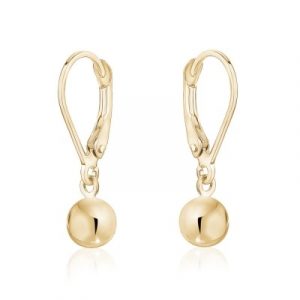 6MM High Polish Ball Dangle Lever Back Earrings 10K **Final Sale*