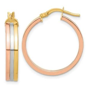 5MM 3 Row Tube Hoop Earrings 10KT TC/24MM     *CLEARANCE-FINAL SALE*