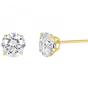 8MM Cubic Zirconia Stud Earrings 14KT   *FINAL SALE*