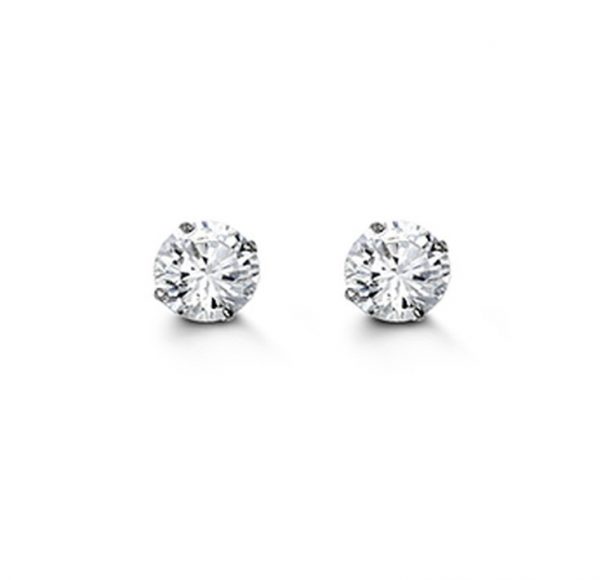 4MM Cubic Zirconia Stud Earrings 14KT WG   *FINAL SALE*