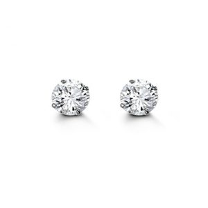 4MM Cubic Zirconia Stud Earrings 14KT WG   *FINAL SALE*