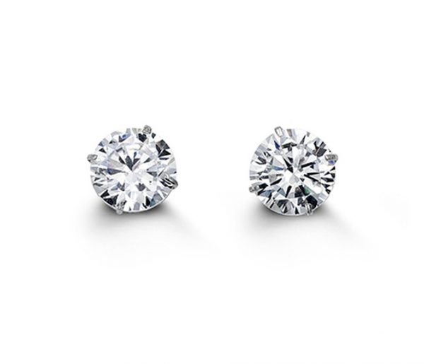 6MM Cubic Zirconia Stud Earrings 14KT WG   *FINAL SALE*