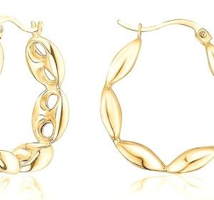 10MM Puffed Mariner Hoop Earrings 10KT/28MM   *FINAL SALE*