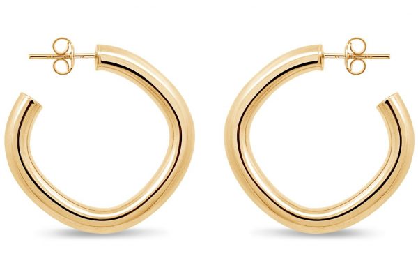 Geometric Shape Chunky Hoop Earrings 10KT/18MM   *FINAL SALE*
