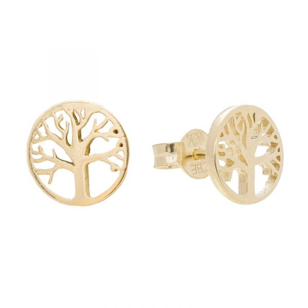 Tree of Life Round Stud Earrings 10KT/9MM     *FINAL SALE*