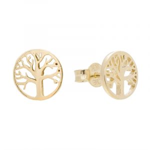 Tree of Life Round Stud Earrings 10KT/9MM     *FINAL SALE*