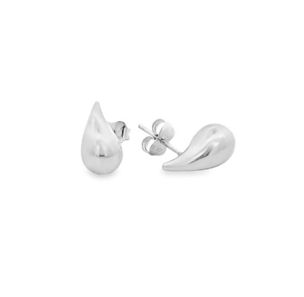 Rain Drop Puffed High Polish Stud Earrings 10KT WG/13MM     *FINAL SALE*