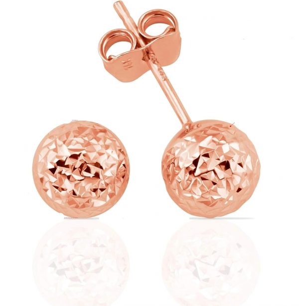 6MM D.Cut Ball Stud Earrings 10KT PK   *Final Sale*
