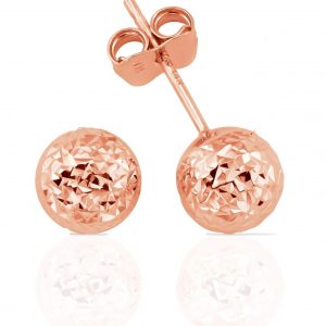 7MM  D.Cut Ball Stud Earrings 10KT PK    *FINAL SALE*