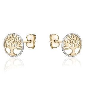 Tree of Life Stud Earrings 10KT TT/10MM   *FINAL SALE*