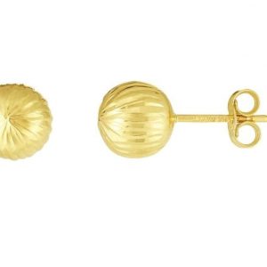 8MM D.Cut Swirl Ball Stud Earrings 10KT  *FINAL SALE*