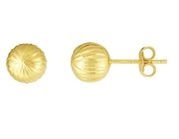 8MM D.Cut Swirl Ball Stud Earrings 10KT  *FINAL SALE*