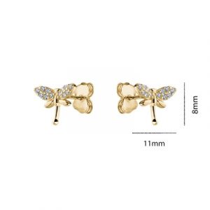 Dragon Fly with Cubic Zirconia Stud Earrings 10KT/8MM     *FINAL SALE*