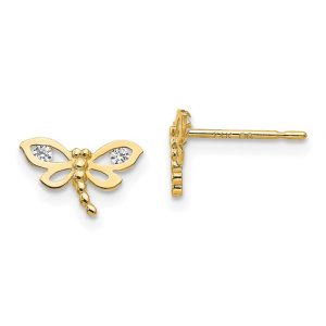Dragonfly Studs with Cubic Zirconia 14KT/10MM    *FINAL SALE*