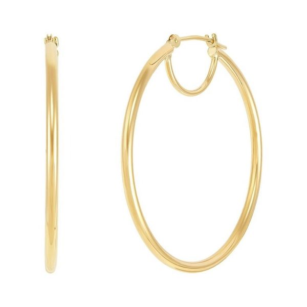 2MM Tube Hoop Earrings w/ Bridge 10KT/50MM     *FINAL SALE*