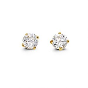 3MM Cubic Zirconia Stud Earrings 14KT   *FINAL SALE*