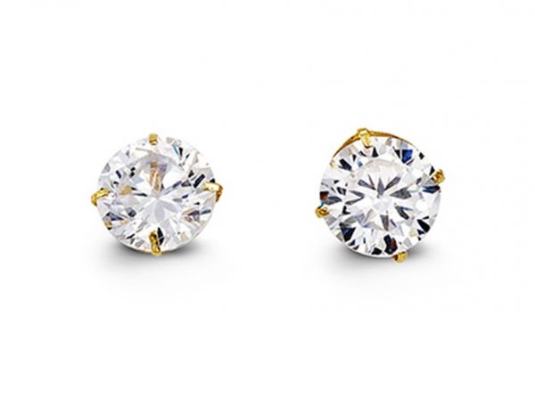 6MM Cubic Zirconia Stud Earrings 14KT   *FINAL SALE*