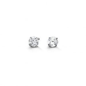 3MM Cubic Zirconia Stud Earrings 14KT WG   *FINAL SALE*
