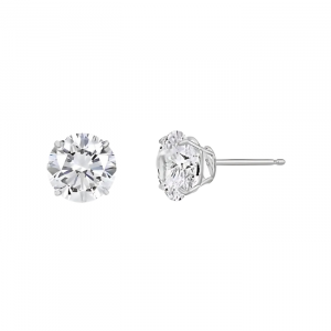 4MM Cubic Zirconia Stud Earrings 14KT WG   *FINAL SALE*