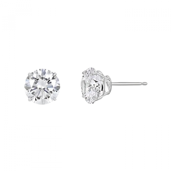 4MM Cubic Zirconia Stud Earrings 14KT WG   *FINAL SALE*