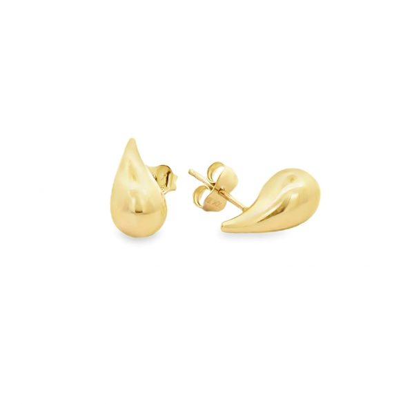 Rain Drop Puffed High Polish Stud Earrings 10KT/15MM     *FINAL SALE*